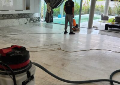 Elegant marble floor shining after expert polishing in Sydney.