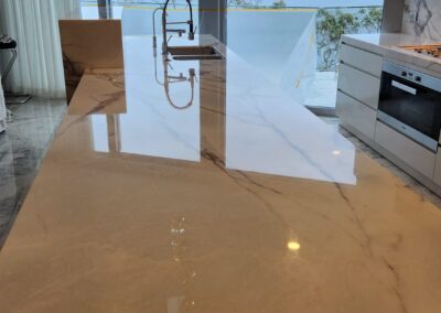 Marble benchtop shining after our meticulous cleaning services