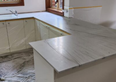 Marble benchtop shining after our meticulous cleaning services